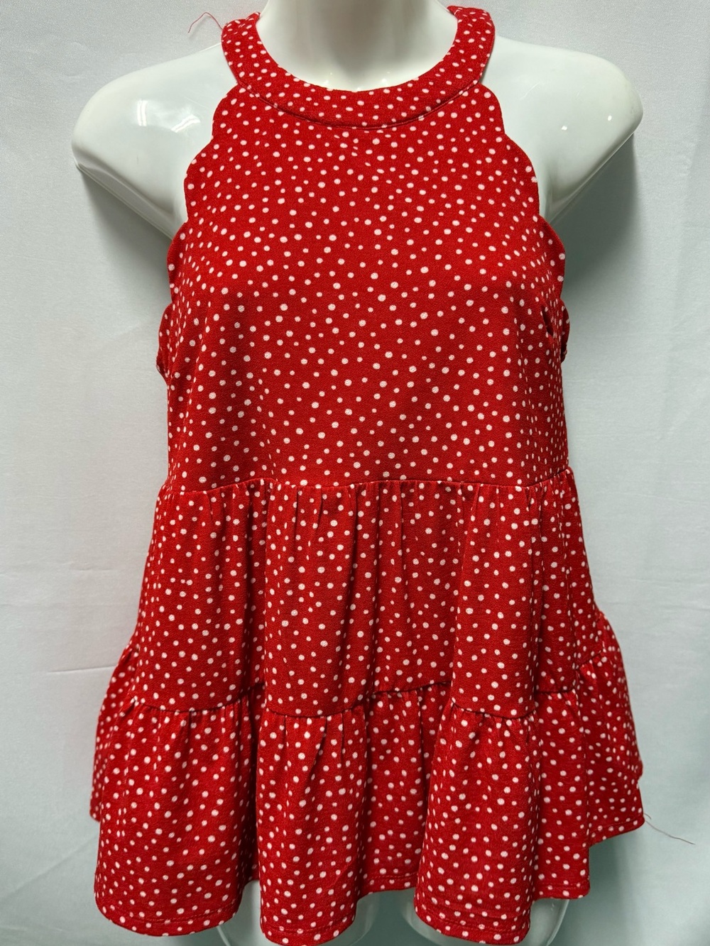 Monteau Red and White Polka Dot Top